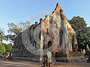 Old Temple buddha in Thai temple Wat Thai Phichit historian pa