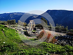 Old temple in Delphi photo