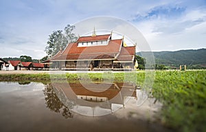 Old temple in Thailand Reflect water / The story ancient temple of is over 400 years old landmark of buddhist Wat Sri Pho Chai at