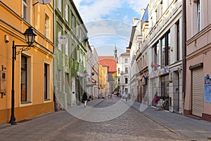 Old tenement houses at historical center of Bydgoszcz