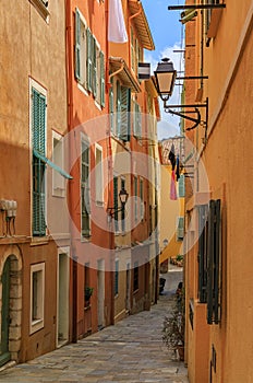 Old terracotta houses in Old Town, Villefranche sur Mer, South of France