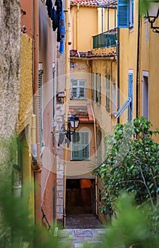 Old terracotta houses in Old Town, Villefranche sur Mer, South of France