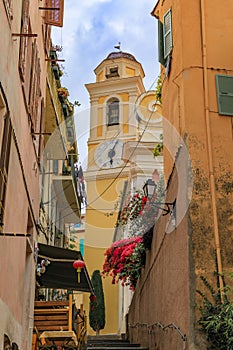 Old terracotta houses in Old Town, Villefranche sur Mer, South of France