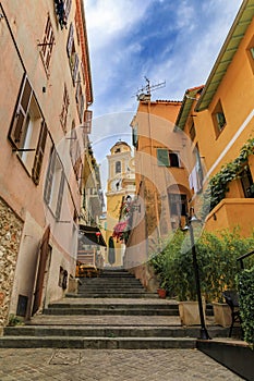 Old terracotta houses in Old Town, Villefranche sur Mer, South of France