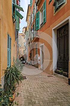 Old terracotta houses in Old Town, Villefranche sur Mer, South of France