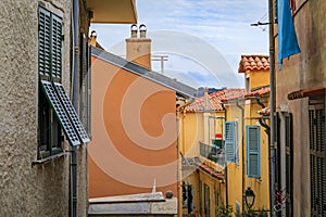 Old terracotta houses in Old Town, Villefranche sur Mer, South of France