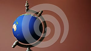 Old Terrestrial Globe Animation Rotating in 360 degrees