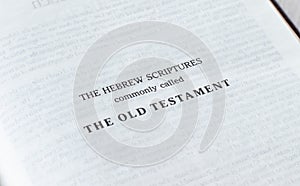 The Old Testament Hebrew Scripture page in Holy Bible Book