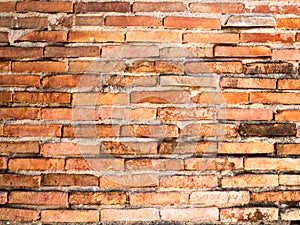 Old texture pattern orange red brick wall background