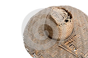 Old thai style Bamboo Hat on White Background