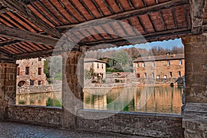 Old thermal baths in Bagno Vignoni, Tuscany, Italy photo