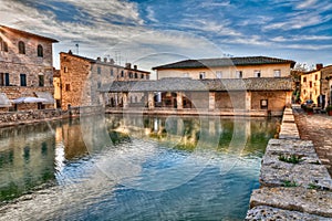 Old thermal baths in Bagno Vignoni, Tuscany, Italy photo