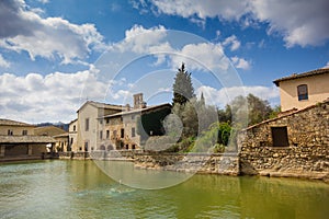 Old thermal baths in the medieval village Bagno Vignoni