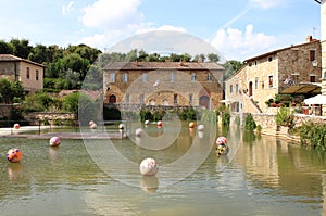 Old thermal baths in the medieval village of Bagno Vignoni