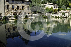 Old thermal baths in the medieval village Bagno Vignoni, Tuscany