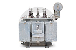 Old three phase open type oil immersed transformer