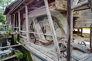 The old threshing machine from Sarbi village, Budesti commune, Maramures county, Romania.