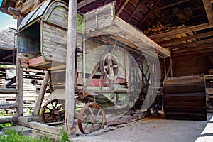 The old threshing machine from Sarbi village, Budesti commune, Maramures county, Romania.