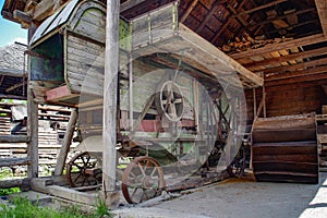 The old threshing machine from Sarbi village, Budesti commune, Maramures county, Romania.