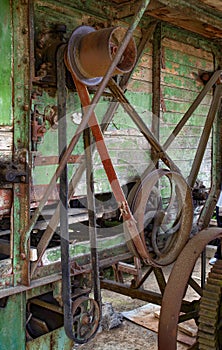 The old threshing machine from Sarbi village, Budesti commune, Maramures county, Romania.