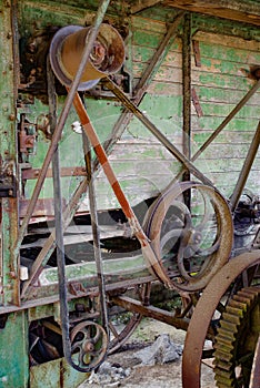 The old threshing machine from Sarbi village, Budesti commune, Maramures county, Romania.