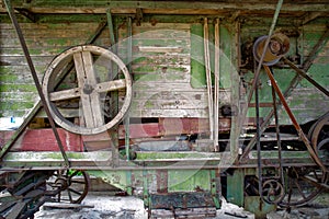 The old threshing machine from Sarbi village, Budesti commune, Maramures county, Romania.