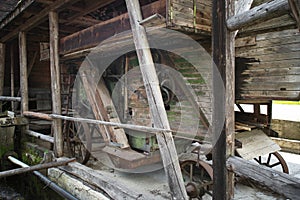 The old threshing machine from Sarbi village, Budesti commune, Maramures county, Romania. photo