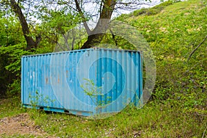 Blue cargo container