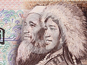 Old Tibetan and a woman from the Hui people portrait