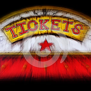 Old Ticket Booth at Carnival or Circus for Fun Zoom Motion