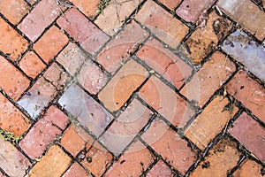 Old tiles at the sidewalk