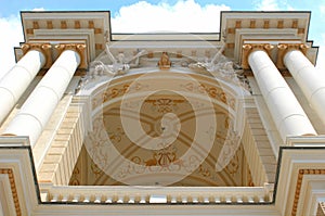 Old-time Building with Pillar