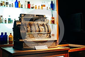 Old-time cash register in a shop.