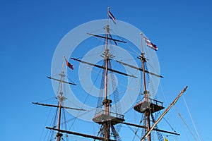 Old time ship at the harbour