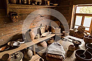 Old times farmhouse interior of an old country house