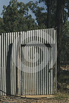 An old tin shed on the Reward diggings near Rubyvale Sapphire abandoned by the leasehold miner. Central Highlands, Queensland,