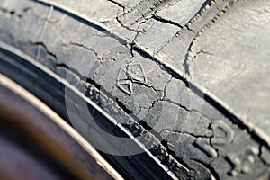 Old tire with cracks