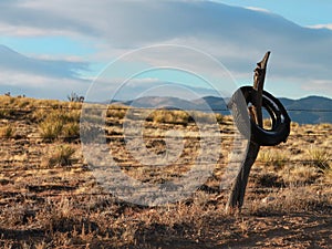 Old Tire on a Fencepost