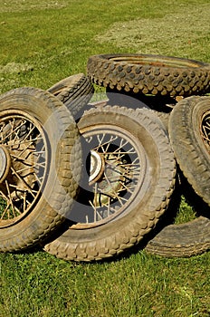 Old tire and wheel collection