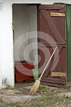 Open door of a old latrine  photo