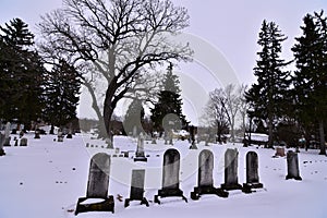 historic gravesites in St. Jerome\'s Cemetery in Columbus Wisconsin photo