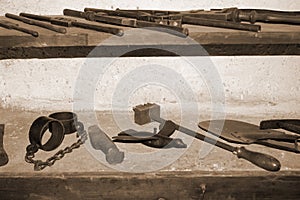 The old tools in the blacksmiths shop