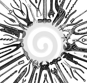 Old tools. A collection of old rusty tools