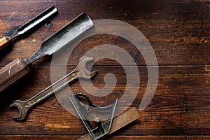 Old tools on table top