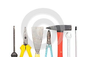 Old Tools on white background.