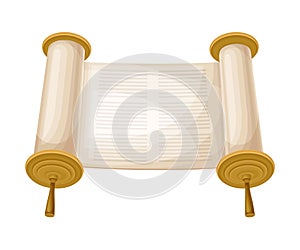 Old Torah Scroll as Jewish Religious Attribute Vector Illustration