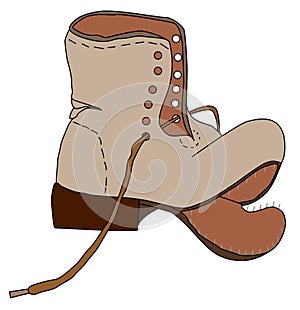 Old torn lace-up boot