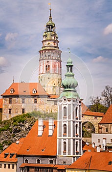 Old tower of Cesky Krumlov in South Bohemia