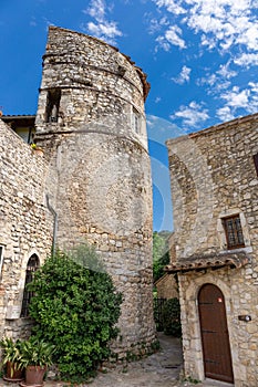 Old tower in Mirmande, one of the Most Beautiful Villages of France, DrÃ´me photo