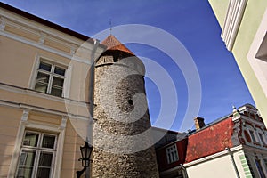 Old Tower with red roof in Tallinn, Estonia